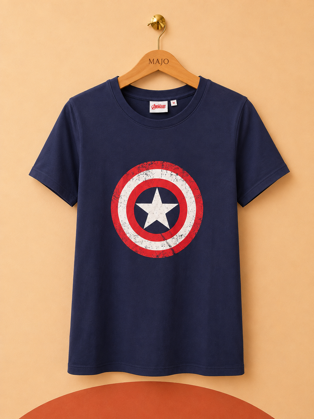 T-shirt bleu marine Captain America Marvel Avengers – Taille M – Neuf avec étiquette