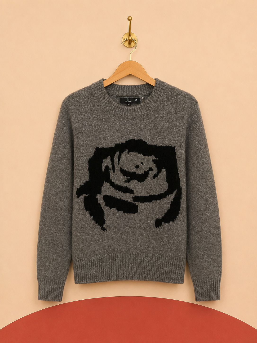 Pull Peace Collective gris à motif rose – Taille XS – Neuf avec étiquette