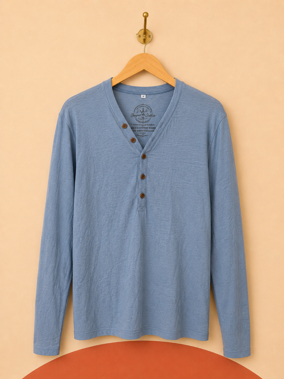 T-shirt homme manches longues LUCIANO bleu ciel – 70 % coton – Taille M – Neuf avec étiquette