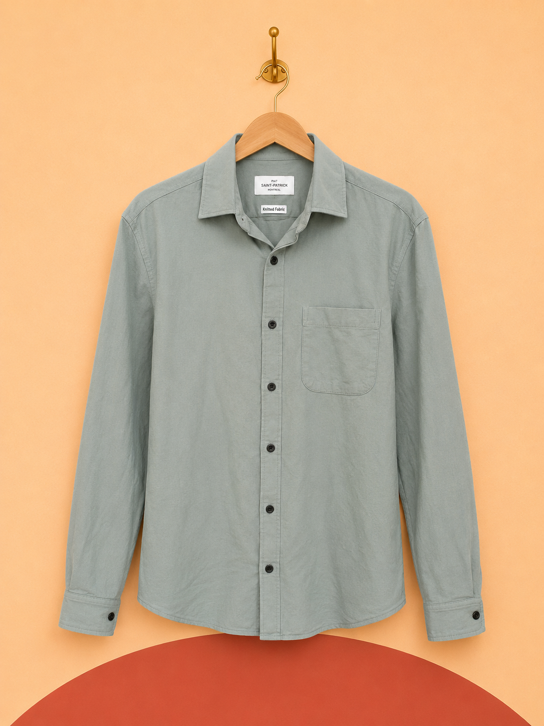 Chemise Rue Saint Patrick vert sauge – 60 % coton – Taille S – Neuve avec étiquette