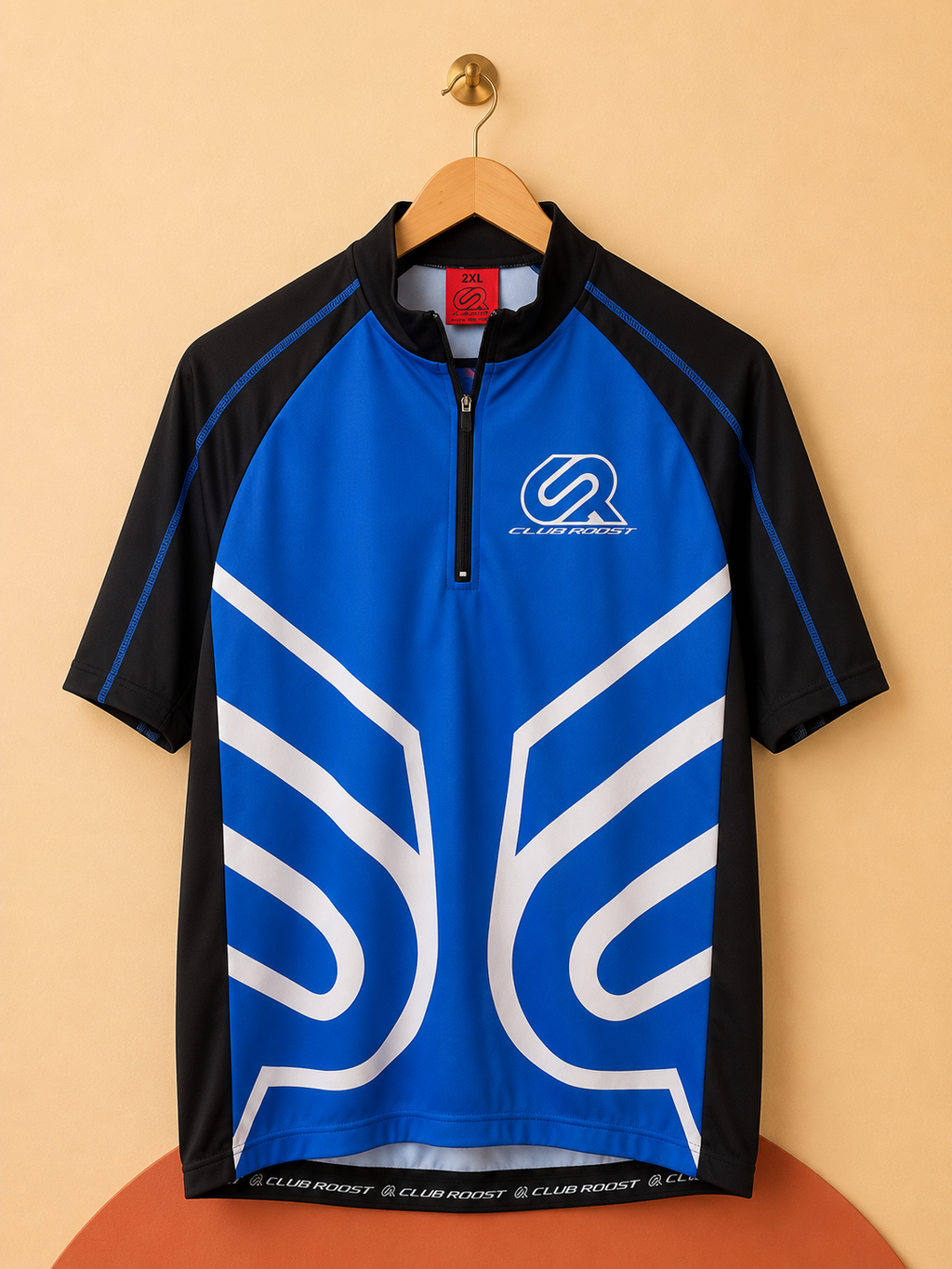 Maillot de cyclisme CLUB ROOST bleu et noir – Neuf avec étiquette