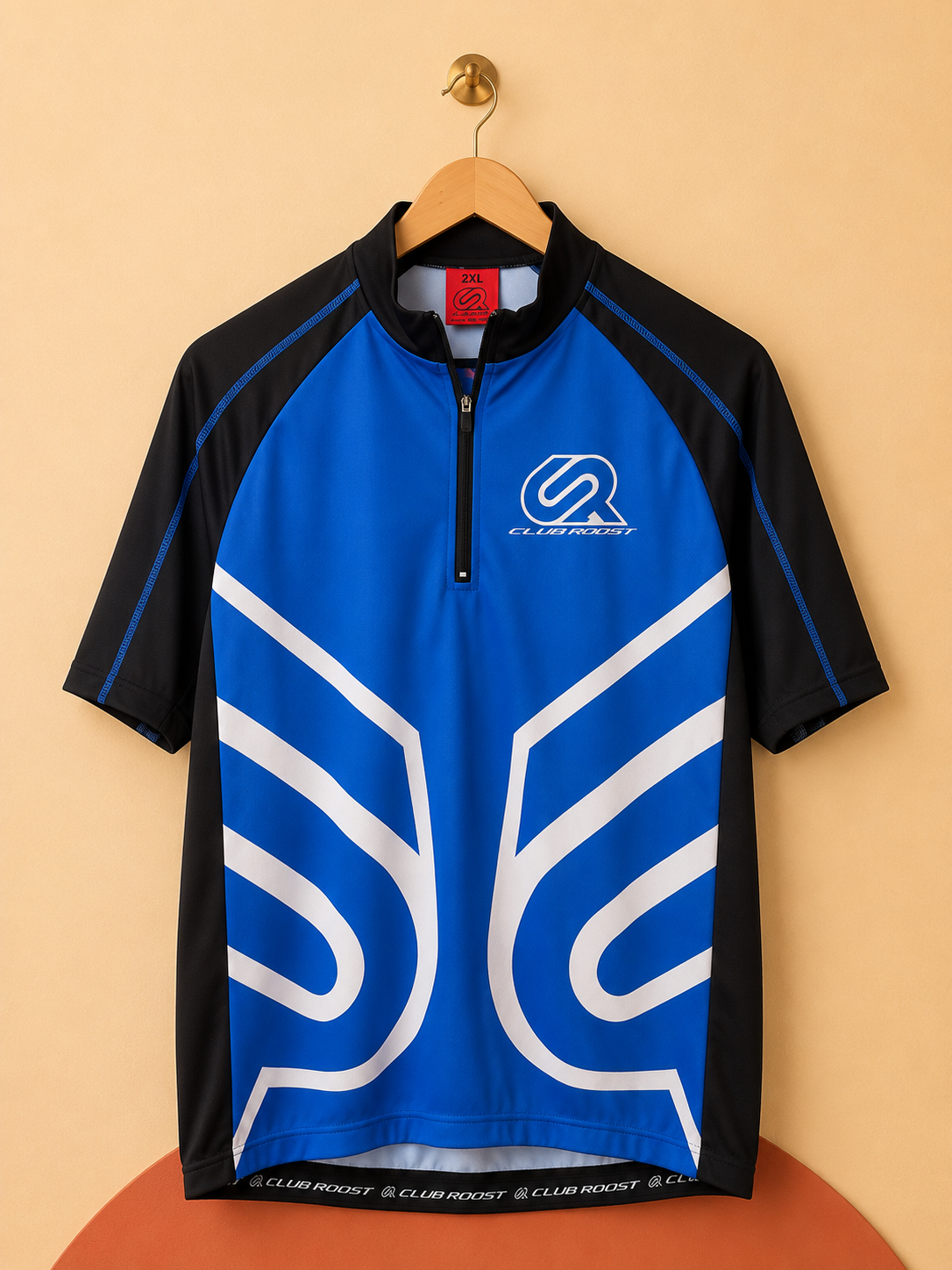 Maillot de cyclisme CLUB ROOST bleu et noir – Neuf avec étiquette