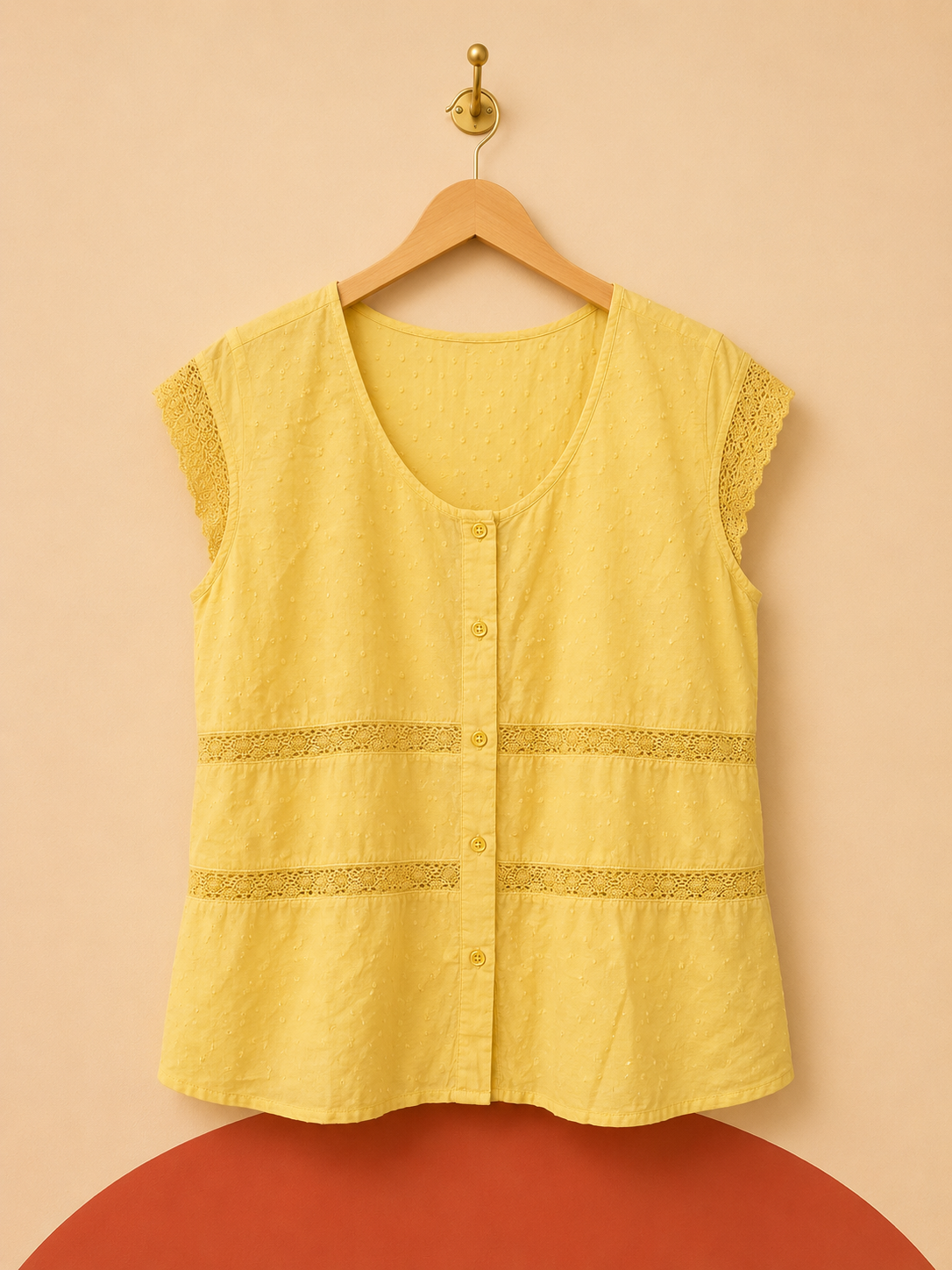Blouse sans manches Carrera jaune pastel – Taille L – 100 % coton – Neuve avec étiquette