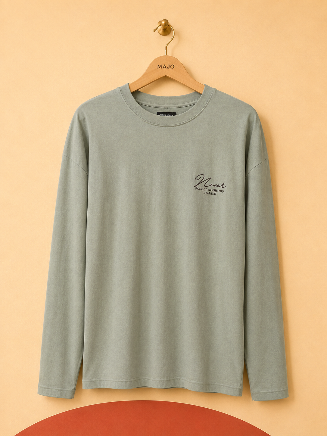 T-shirt manches longues vert sauge Sonny Bono 100 % coton – Taille M – Neuf avec étiquette