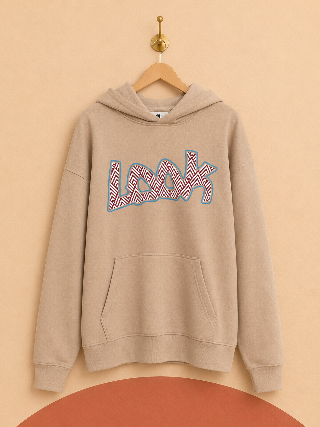 Sweat à capuche CATCH beige imprimé – 70 % coton – Neuf sans étiquette