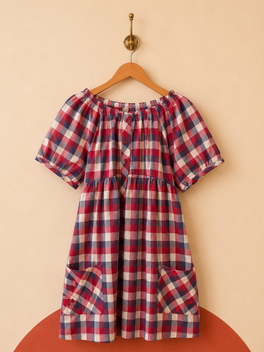 Robe courte / Tunique à carreaux rouge, bleu et blanc – 100 % coton – Taille 2 à 6 – Neuve avec étiquette