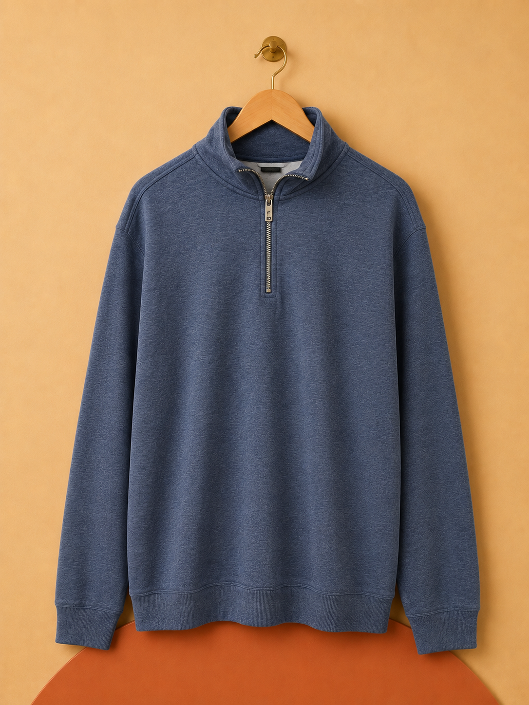 Sweat col camionneur bleu chiné – Neuf avec étiquette