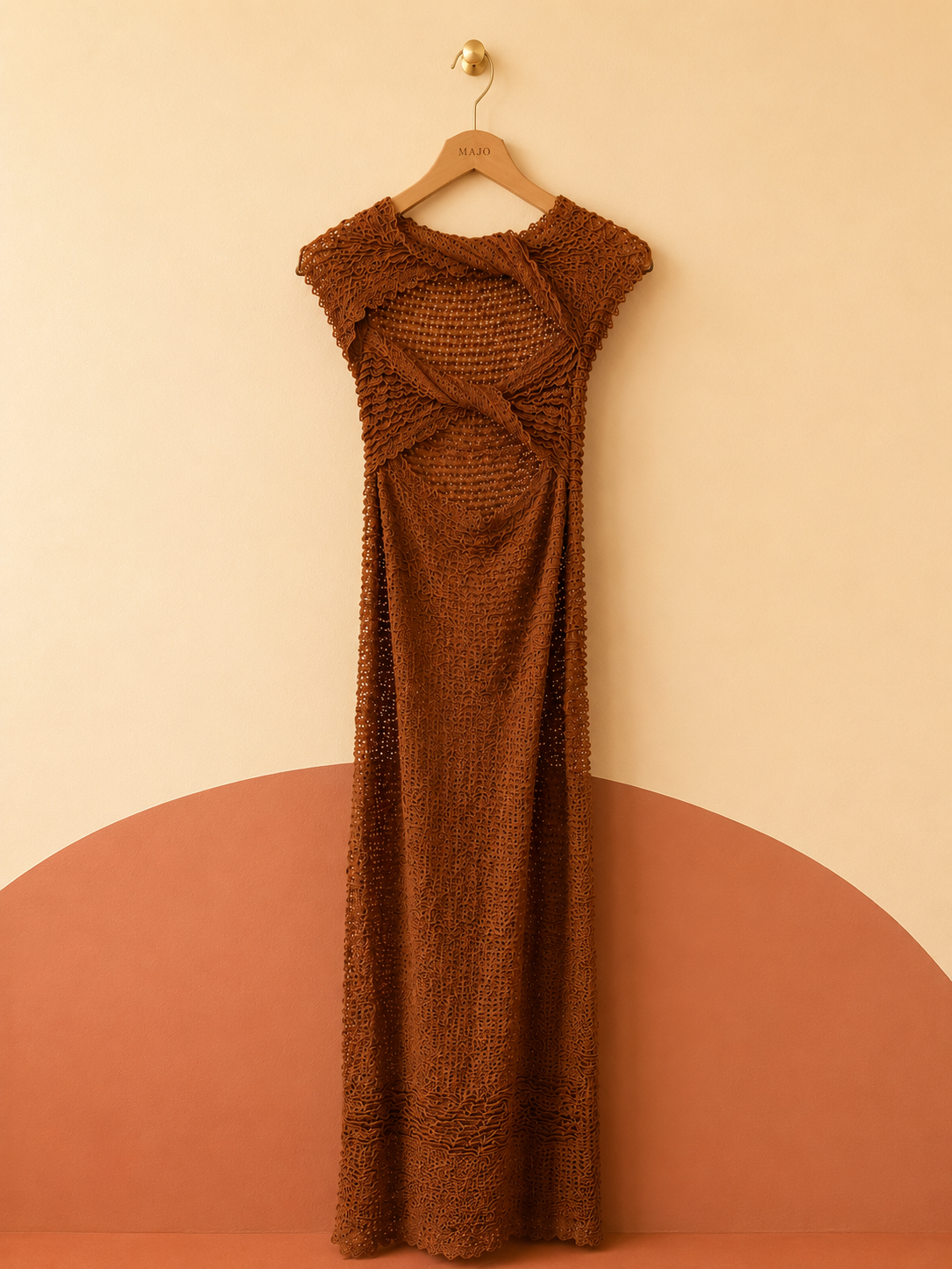 Robe longue en dentelle marron PrettyLittleThing – Neuve avec étiquette