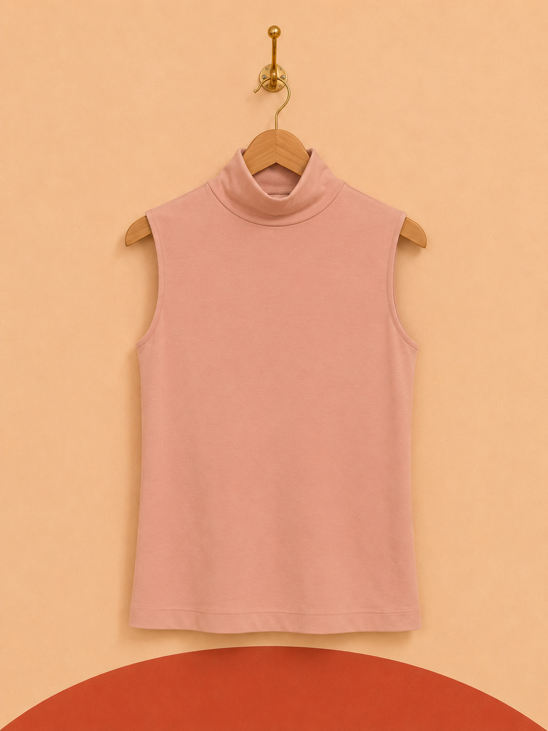 Haut sans manches col roulé rose poudré – Taille S/M – Neuf avec étiquette