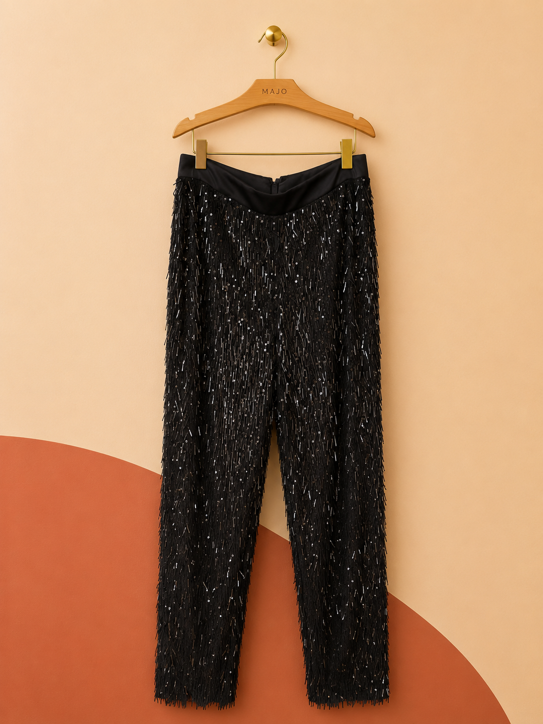 Pantalon de soirée ASOS noir à franges et sequins – Neuf avec étiquette