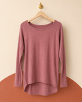T-shirt manches longues ONLY rose chiné – Taille S – Neuf avec étiquette
