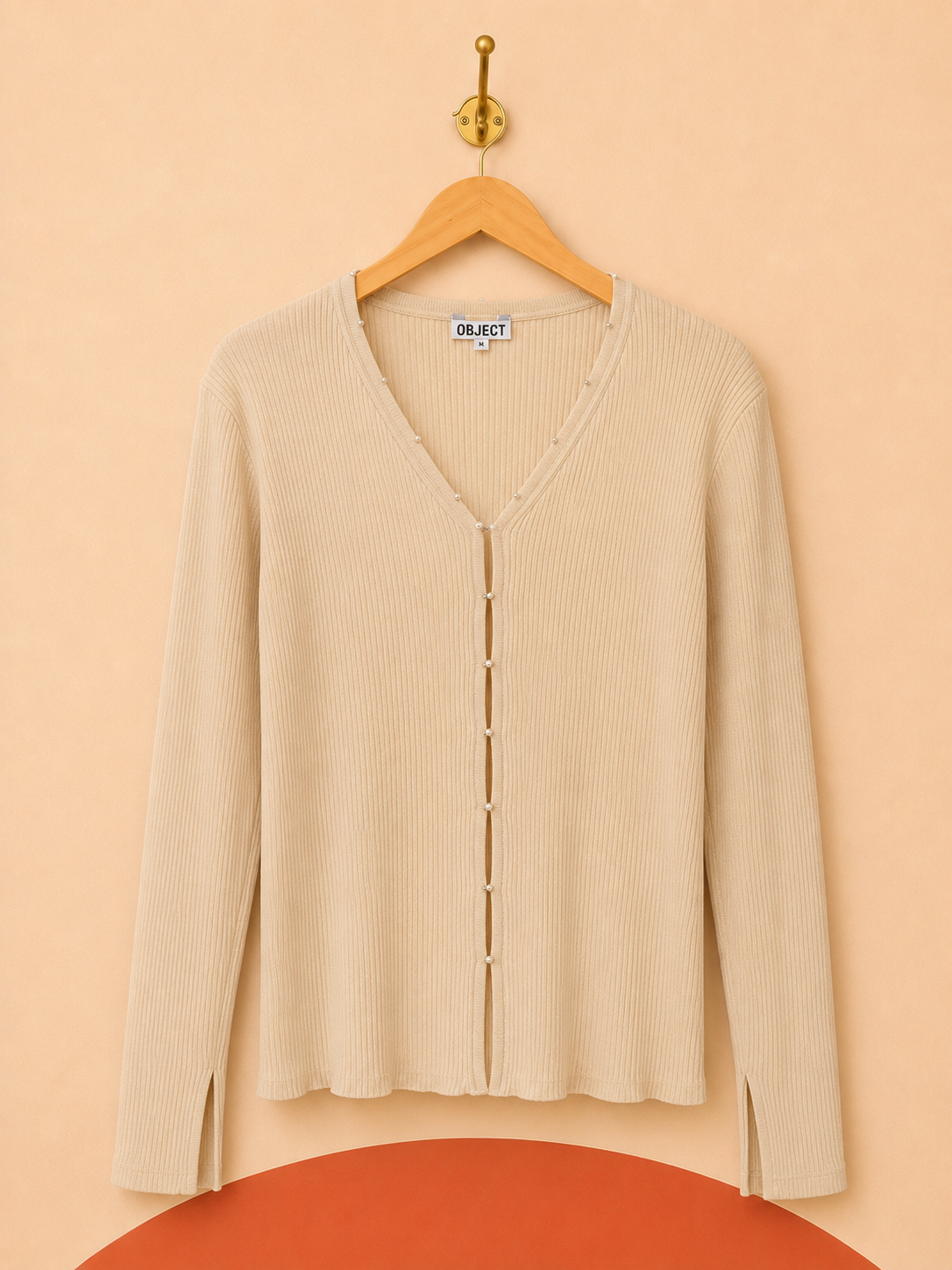 Gilet côtelé OBJECT écru –  Neuf avec étiquette