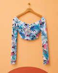 Haut de maillot de bain manches longues imprimé tropical Gottex – Taille 42 – Neuf avec étiquette