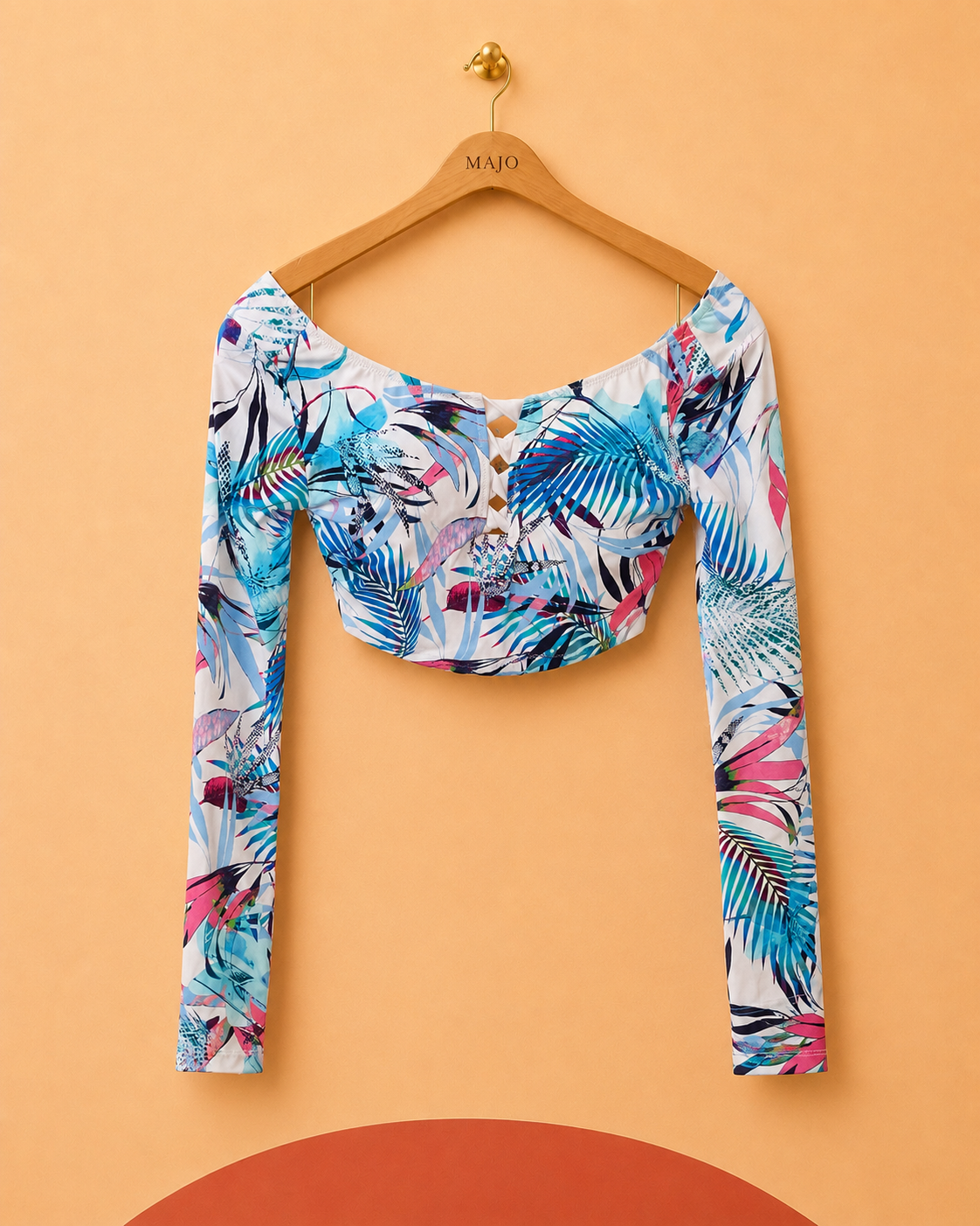 Haut de maillot de bain manches longues imprimé tropical Gottex – Taille 42 – Neuf avec étiquette