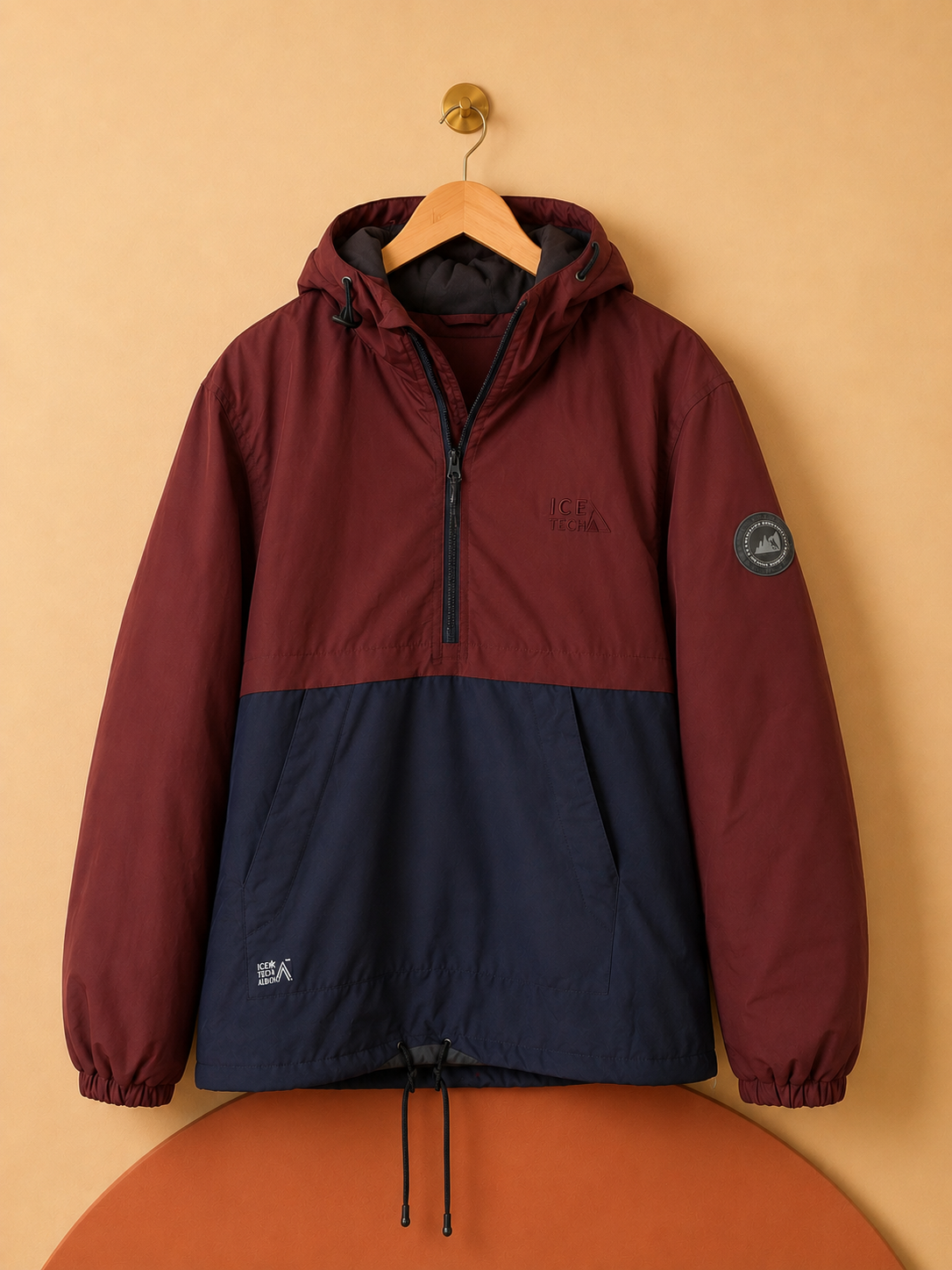 Parka ICE TECH homme bordeaux et bleu marine – Neuve avec étiquette