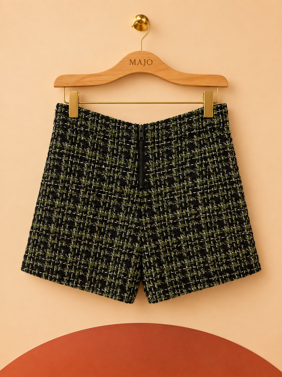 Short en tweed noir et vert Captain Tortue – Neuf avec étiquette – Taille XS