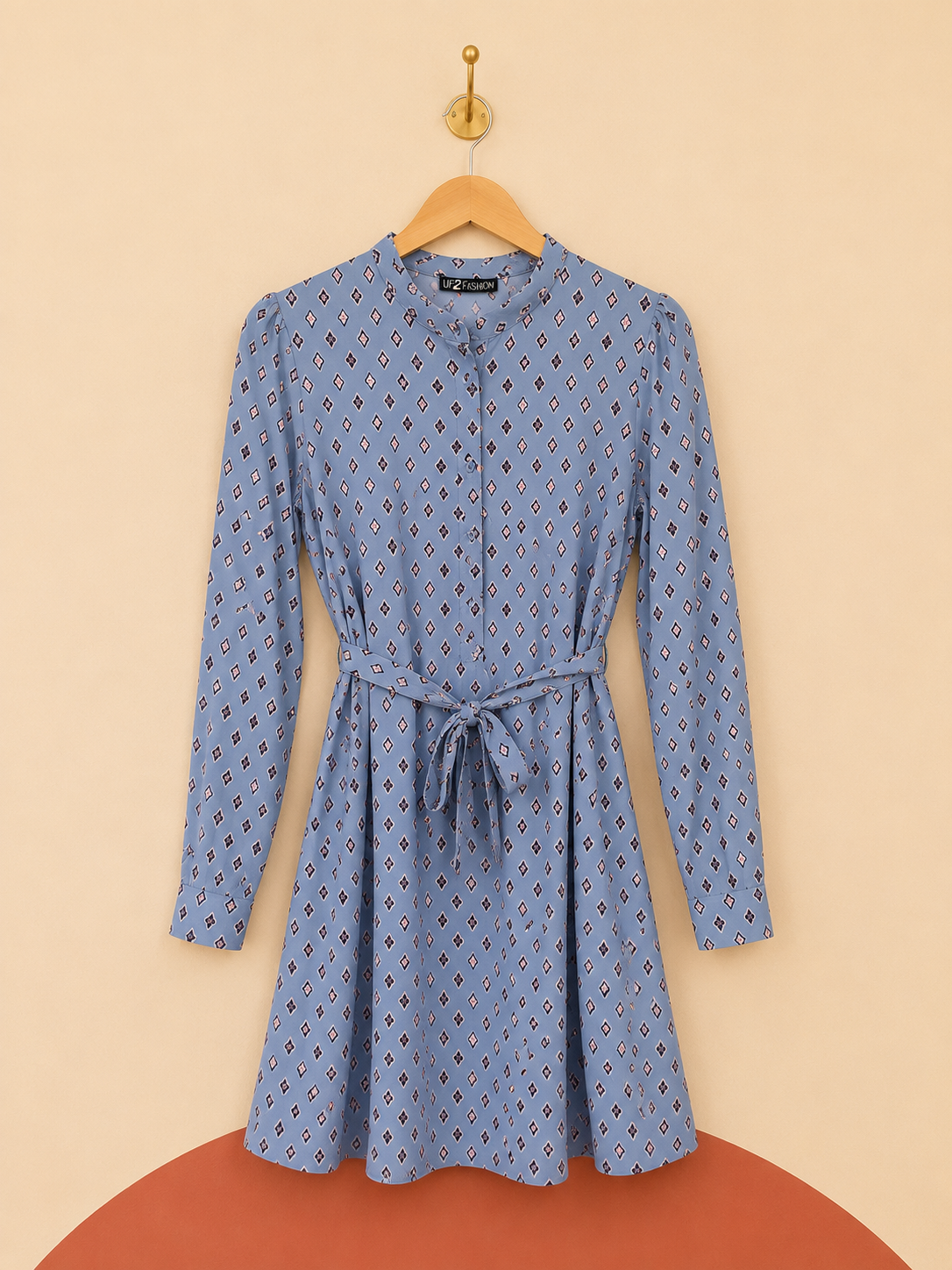 Robe UP2FASHION bleu ciel imprimée - Neuve avec étiquette