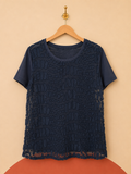 T-shirt transparent UP2FASHION bleu marine – Neuf avec étiquette
