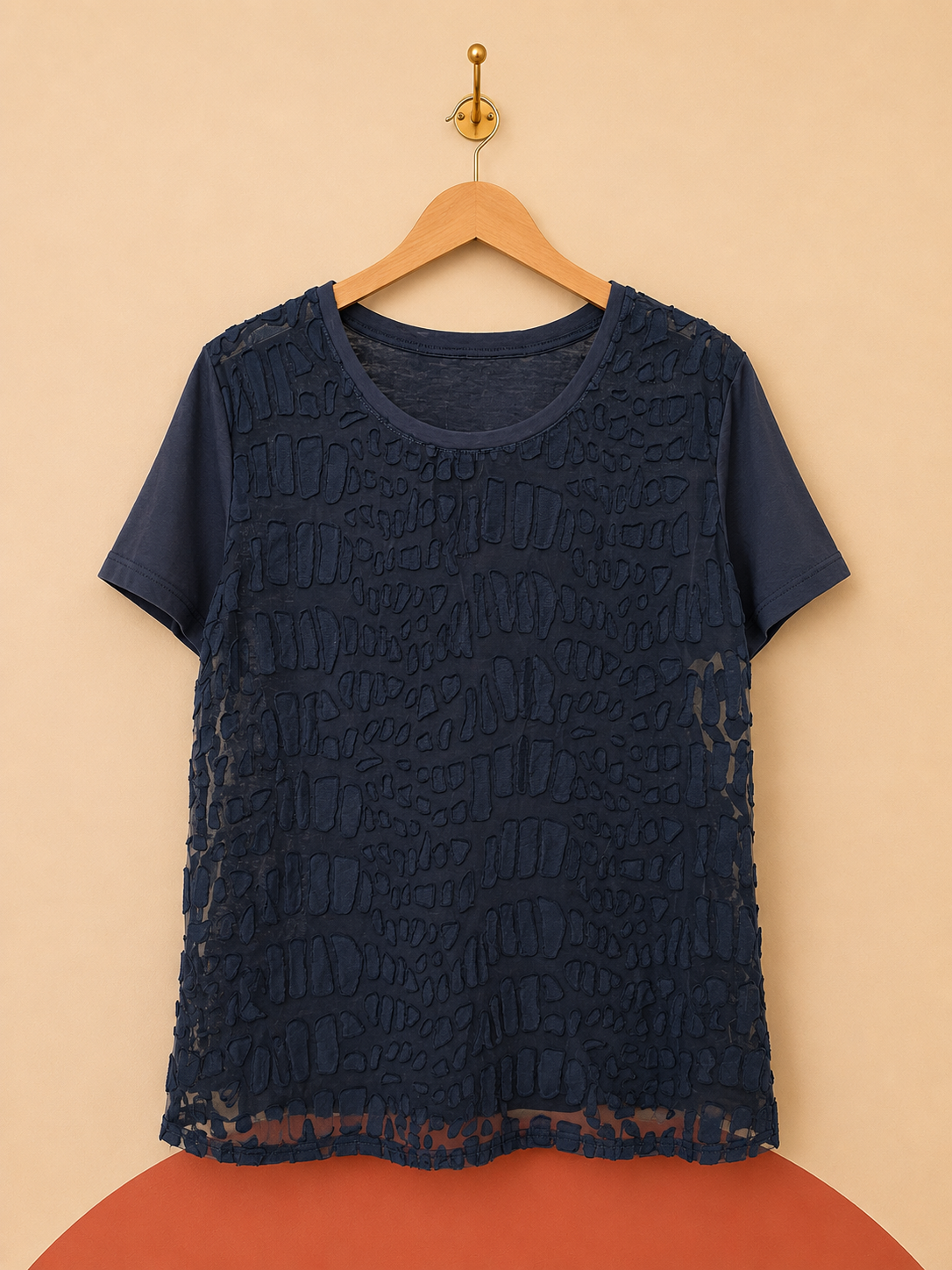 T-shirt transparent UP2FASHION bleu marine – Neuf avec étiquette
