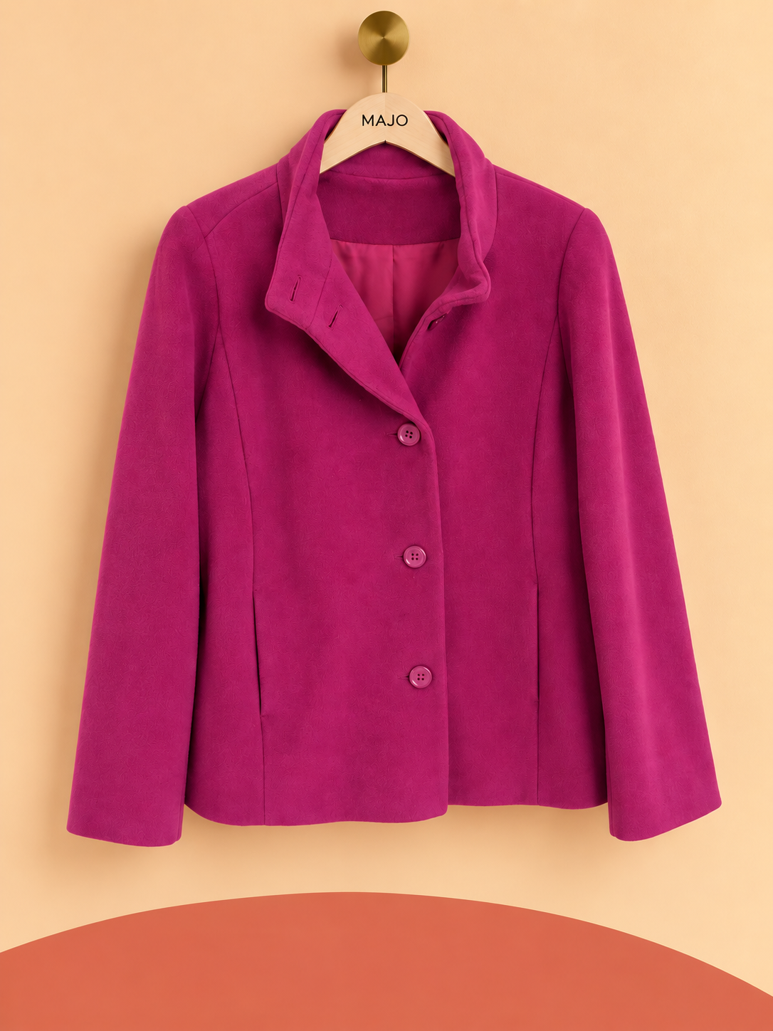 Manteau Miamoda fuchsia en laine – Taille 64 – Neuf avec étiquette