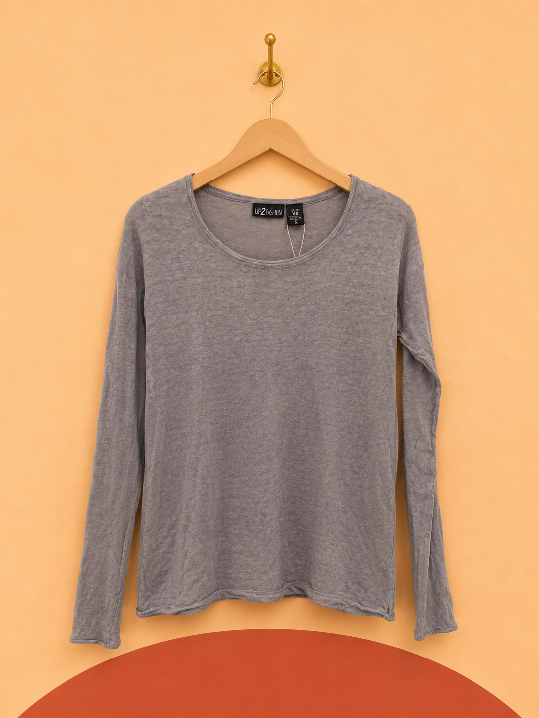 T-shirt manches longues Up2Fashion gris chiné – Taille S – Neuf avec étiquette