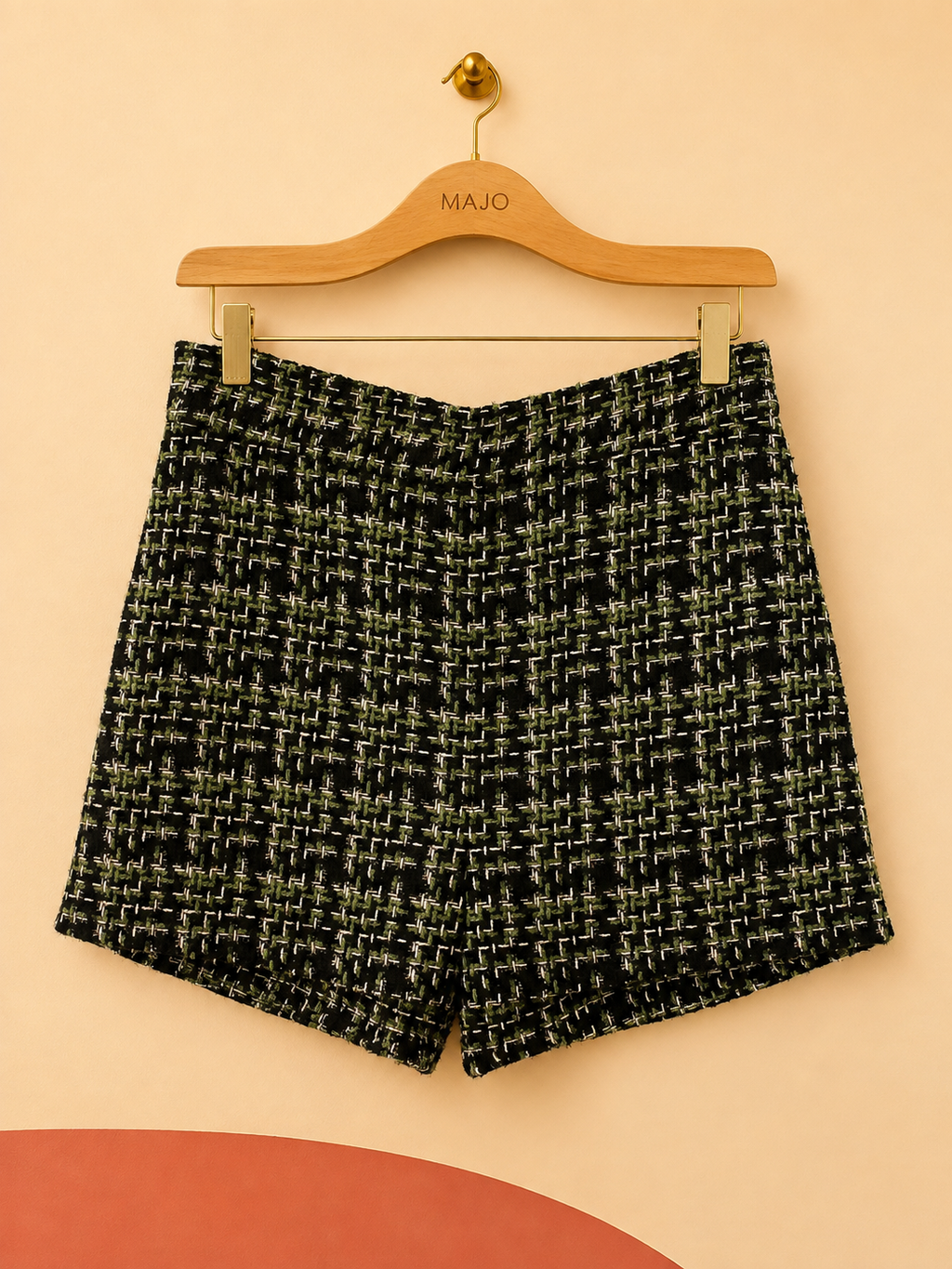 Short en tweed noir et vert Captain Tortue – Neuf avec étiquette – Taille XS
