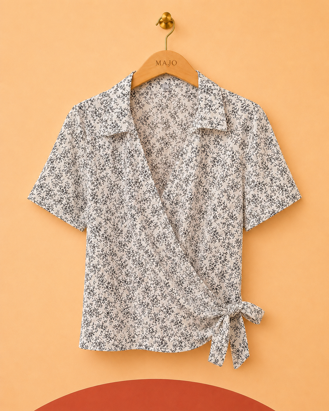 Blouse cache-cœur imprimée Bludeise 100 % coton – Taille S/M – Neuve avec étiquette