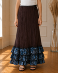 Jupe longue bohème marron et bleu – Taille S – Neuve avec étiquette
