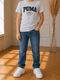 T-shirt Puma gris logo noir – 9/10 ans – Neuf sans étiquette