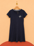 Robe de nuit Queentex 100 % coton bleu marine – Taille S – Neuve avec étiquette