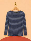 T-shirt manches longues Up2Fashion rayé bleu – Taille S – Neuf avec étiquette