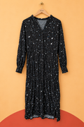Robe longue noire imprimée à capuche One Step 100 % viscose – Taille 40 – Neuve avec étiquette
