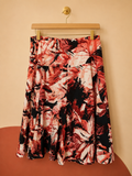 Jupe fluide HEP Authentic imprimé floral rose et noir – Taille 52 – Neuve avec étiquette