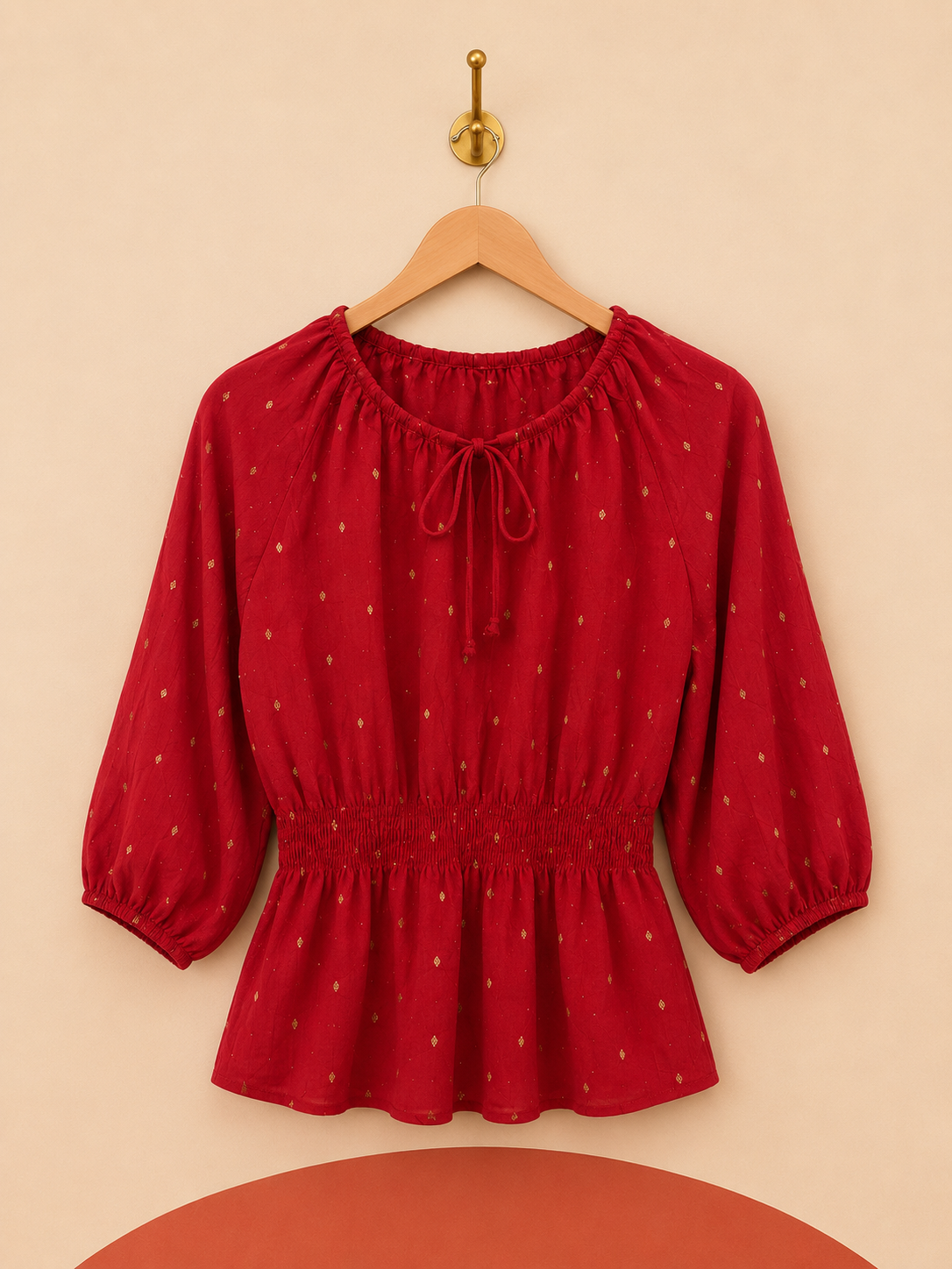 Blouse Harvey Bernard fuchsia à pois dorés – Taille S – Neuve avec étiquette
