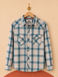 Chemise homme Crosshatch à carreaux bleu et blanc – Taille M – Neuve avec étiquette