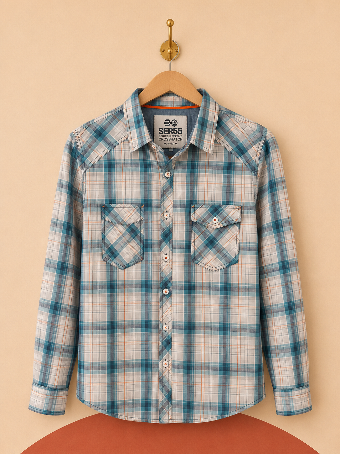 Chemise homme Crosshatch à carreaux bleu et blanc – Taille M – Neuve avec étiquette