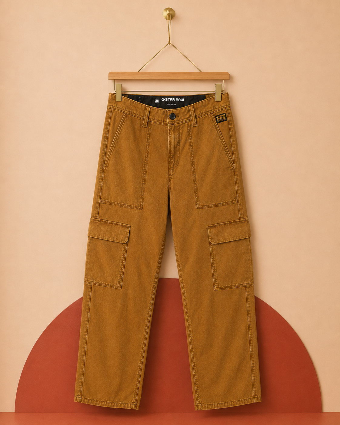 Pantalon cargo femme marron camel – G-Star RAW – Neuf avec étiquette