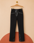 Pantalon noir à détails effet cuir – Neuf avec étiquette