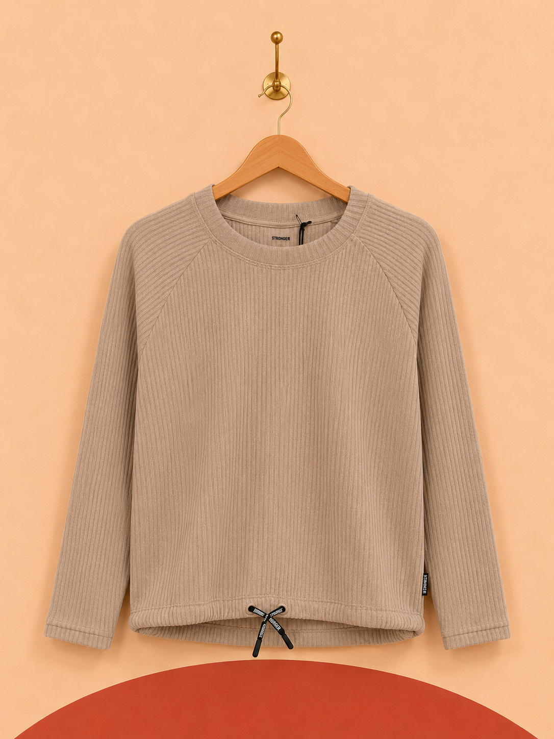 Sweat côtelé Stronger beige – Taille S – Neuf avec étiquette