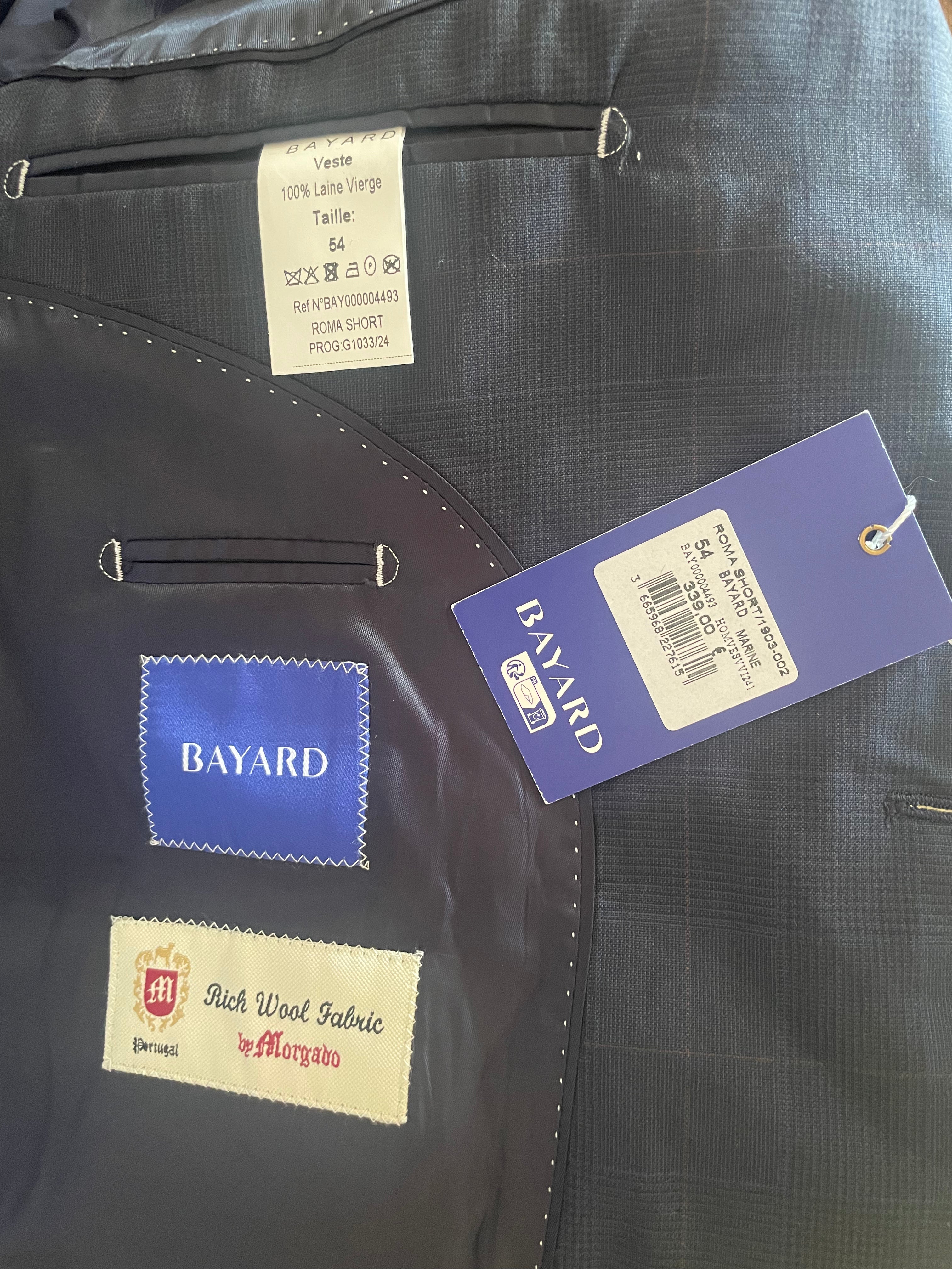 Veste de costume gris anthracite Bayard 100 % laine vierge – Taille 54 / XL – Neuve avec étiquette