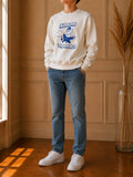 Sweat enfant blanc Around The World avion bleu mixte confortable
