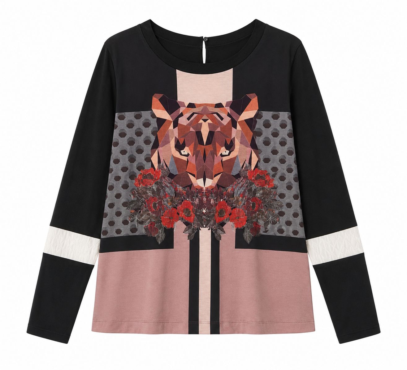 T-shirt manche longue imprimé tigre floral SOGGO – Taille 2 – Neuf avec étiquette