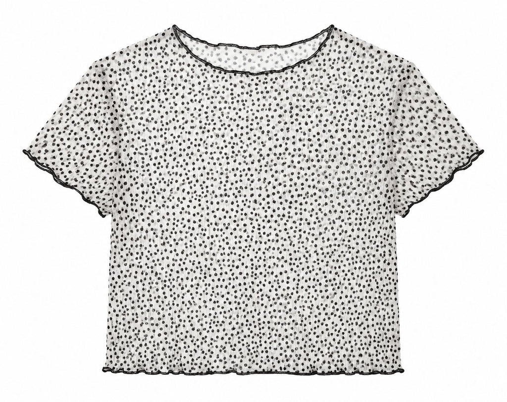 T-shirt femme imprimé pois noir et blanc – Taille XS – Neuf avec étiquette