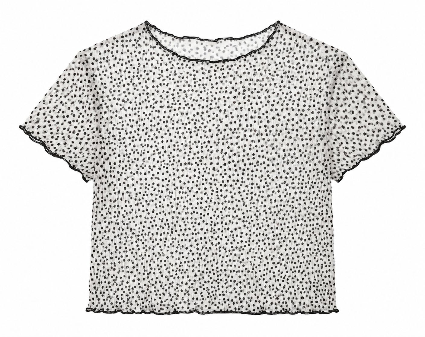 T-shirt femme imprimé pois noir et blanc – Taille XS – Neuf avec étiquette