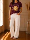 T-shirt femme bordeaux imprimé « I Love Maths » – Taille M – Style original