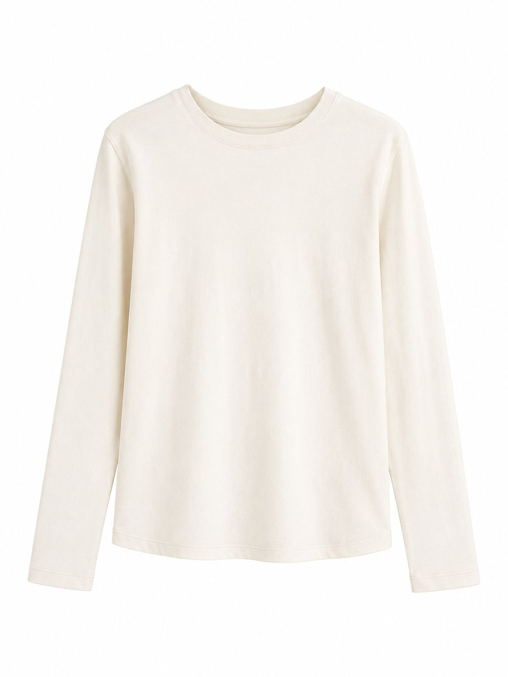 T-Shirt Femme Blanc Écru Manches Longues Basique