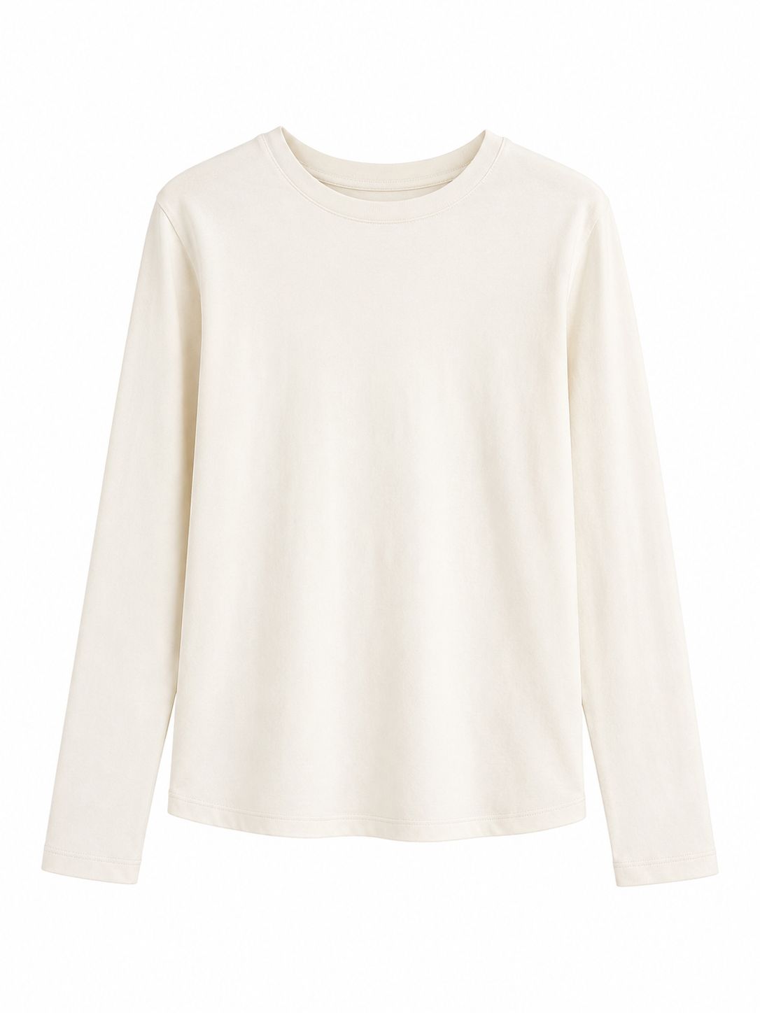 T-Shirt Femme Blanc Écru Manches Longues Basique
